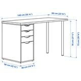 LAGKAPTEN / ALEX Desk, white, 140x60 cm