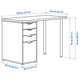 LAGKAPTEN / ALEX Desk, white, 120x60 cm