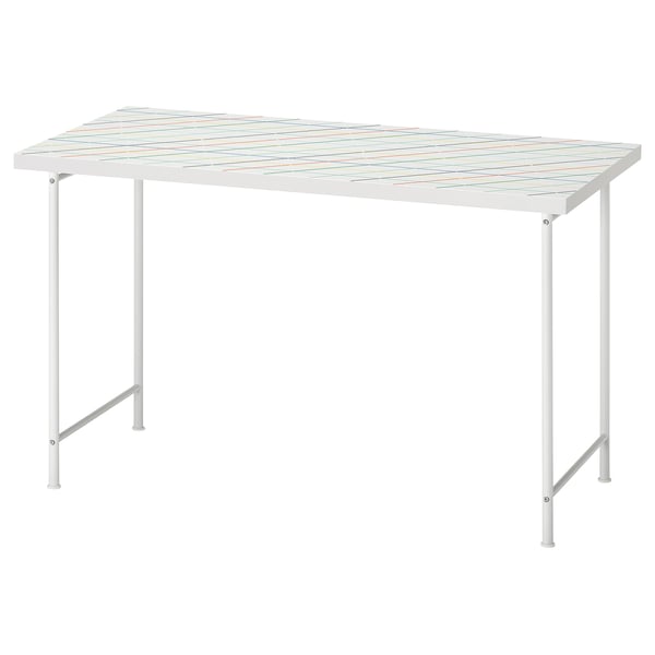 LAGKAPTEN / SPÄND Desk, grid multicolour/white, 120x60 cm