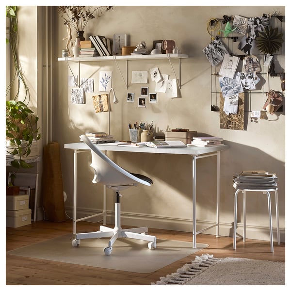 LAGKAPTEN / SPÄND Desk, grid multicolour/white, 120x60 cm