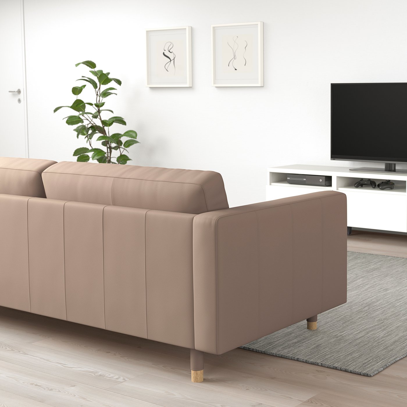 LANDSKRONA 3-seat sofa, Grann/Bomstad dark beige/wood - IKEA