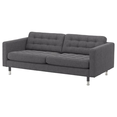 LANDSKRONA 3-seat sofa, Gunnared dark grey/metal