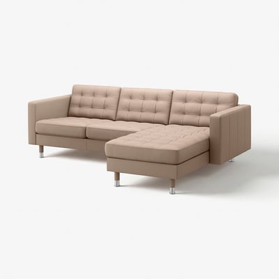 LANDSKRONA 3-seat sofa, with chaise longue/Grann/Bomstad dark beige/metal