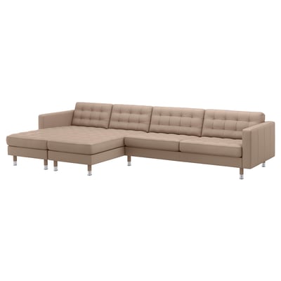 LANDSKRONA 5-seat sofa, with chaise longues/Grann/Bomstad dark beige/metal