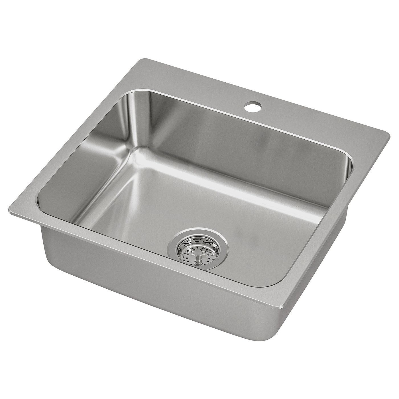LÅNGUDDEN stainless steel kitchen sink, single bowl, modern design.