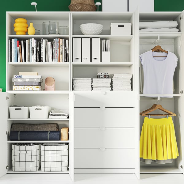 LASTARE Storage combination, white, 380x42x200 cm