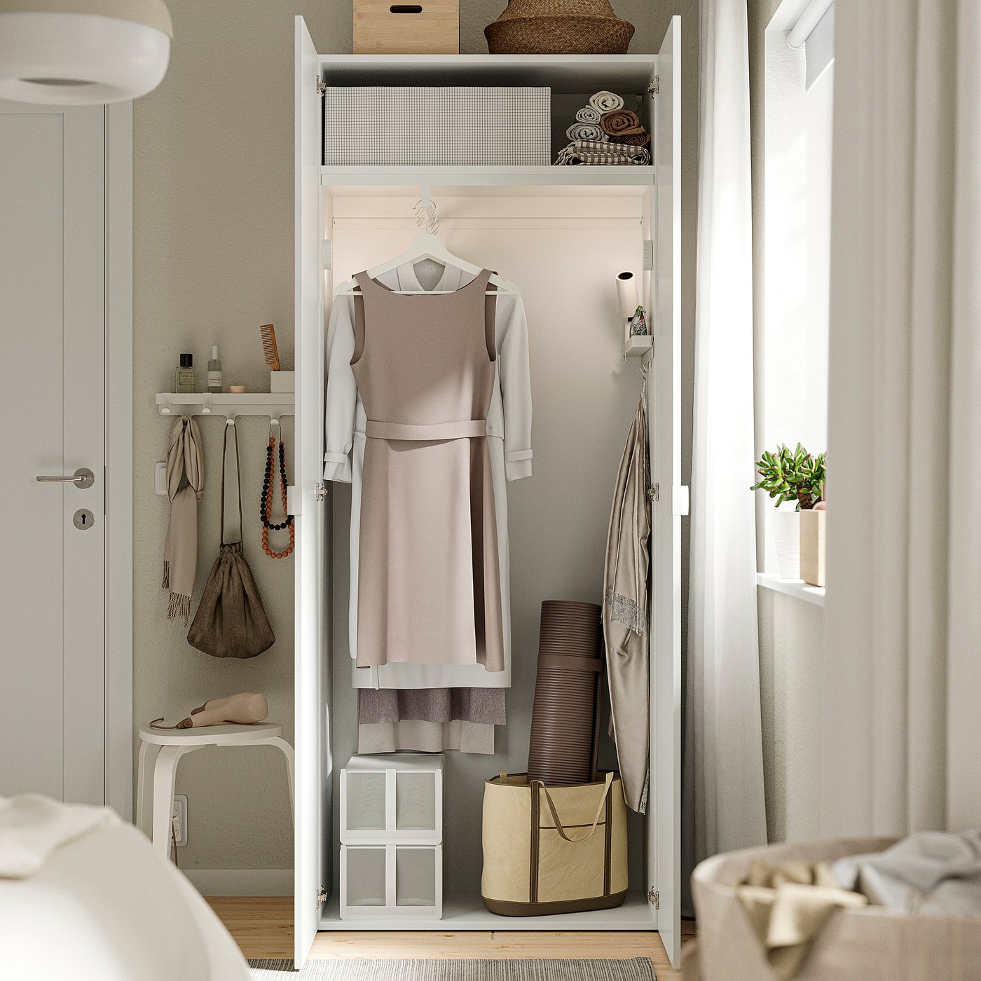 LASTARE wardrobe combination, white, 80x42x200 cm - IKEA