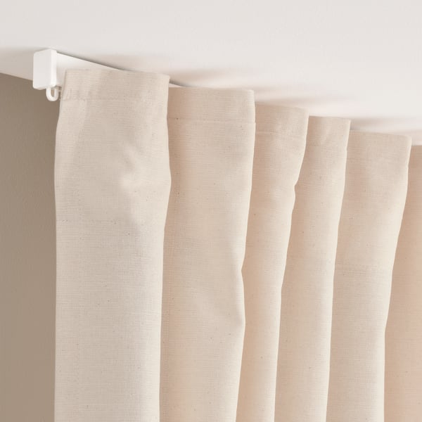 LENDA Curtains with tie-backs, 1 pair, light pink/with heading tape, 140x250 cm