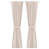 LENDA Curtains with tie-backs, 1 pair, light pink/with heading tape, 140x250 cm