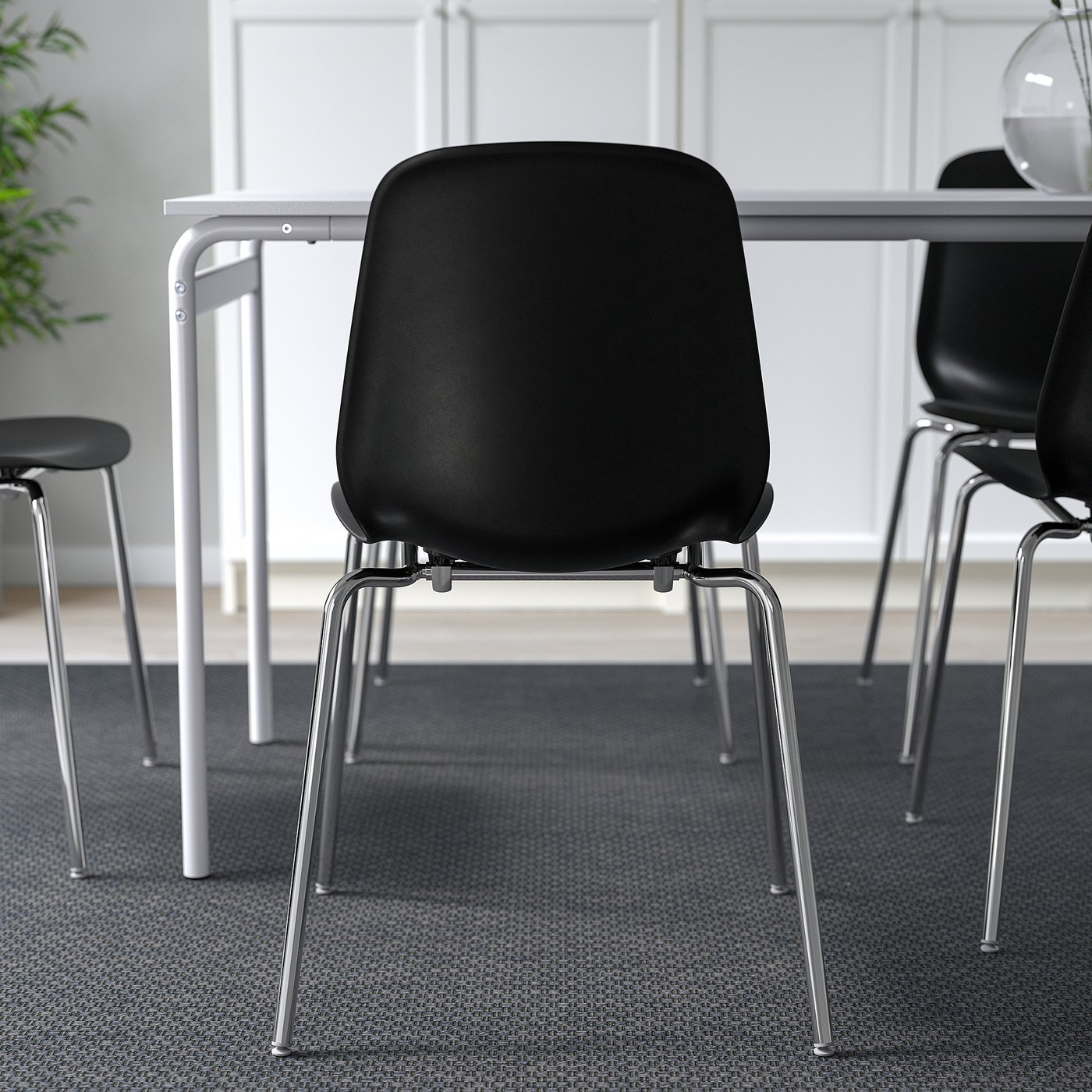 LIDÅS chair, black/Sefast chrome-plated - IKEA