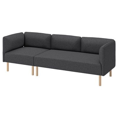 LILLEHEM 3-seat modular sofa, Gunnared/dark grey wood