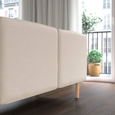LILLEHEM 4-seat modular sofa with side table, Vissle beige/wood