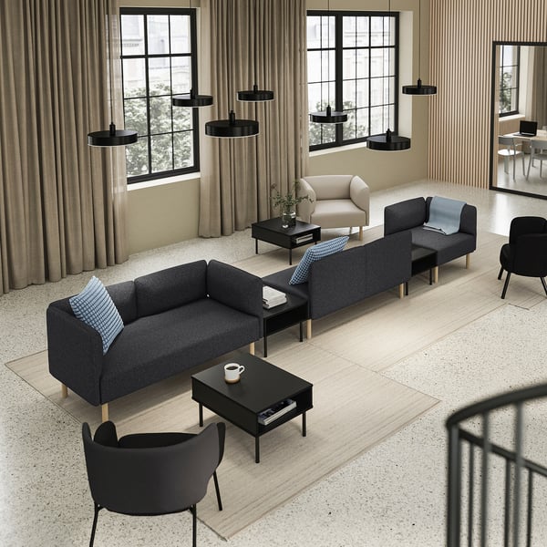 LILLEHEM 5-seat modular sofa with side table, Gunnared/dark grey wood