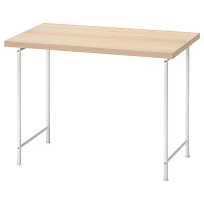 LINNMON / SPÄND Desk, white stained oak effect/white, 100x60 cm