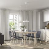 LISABO / KARLPETTER Table and 6 chairs, ash veneer/Gunnared medium grey white, 200x78 cm