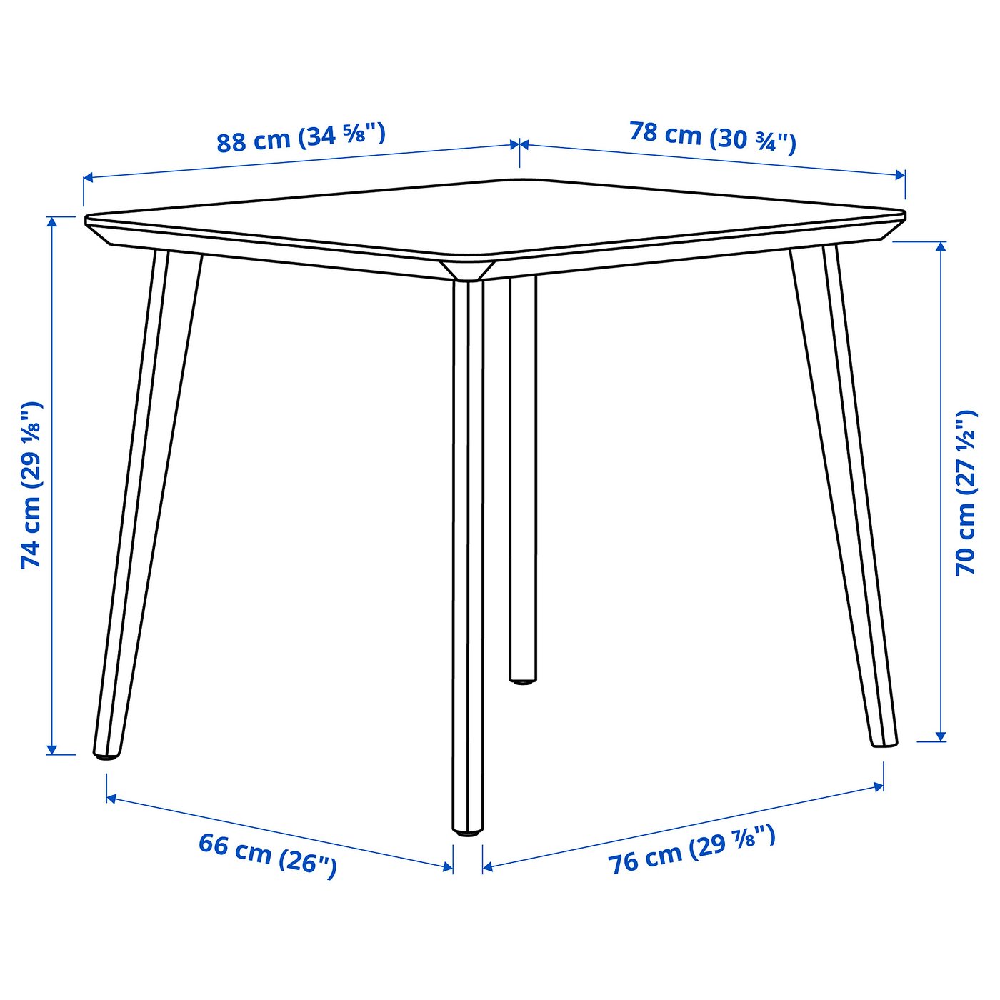 LISABO table, ash veneer, 88x78 cm - IKEA