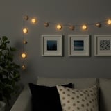 LIVSÅR LED lighting chain with 12 lights, indoor/battery-operated grey/white