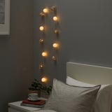 LIVSÅR LED lighting chain with 12 lights, indoor/battery-operated grey/white