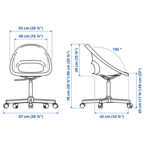 LOBERGET / MALSKÄR Swivel chair, white/black