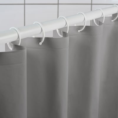 LUDDHAGTORN Shower curtain, grey, 180x200 cm