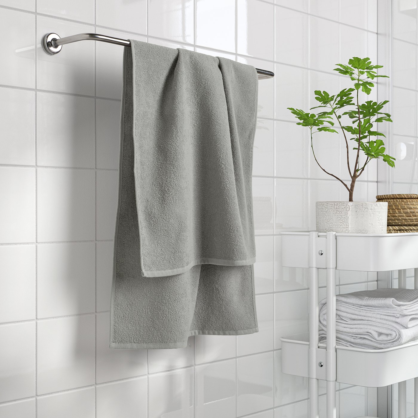 LUDDVIAL bath towel, grey, 55x120 cm - IKEA