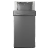 LUKTJASMIN Duvet cover and pillowcase, dark grey, 150x200/50x60 cm