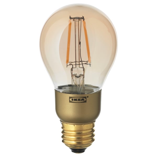 LUNNOM LED bulb E26 400 lumen dimmable, globe brown clear glass IKEA