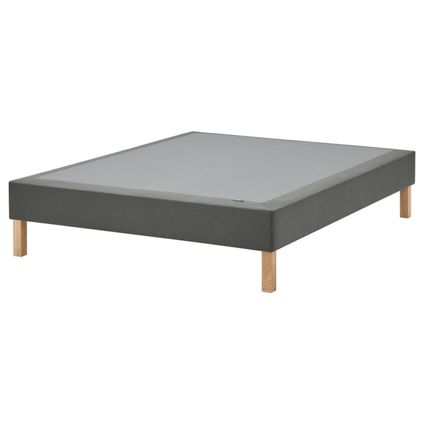 LYNGÖR Slatted mattress base with legs, dark grey, 140x200 cm