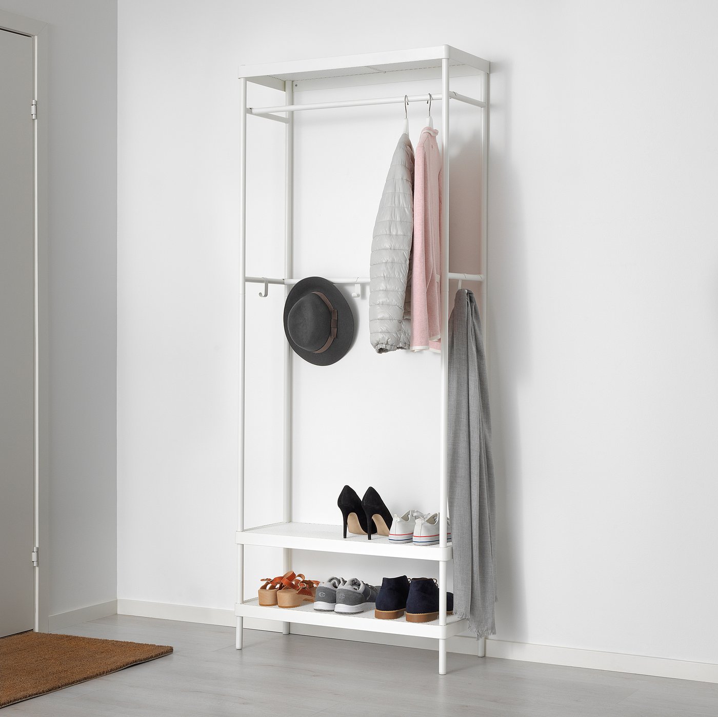 Mackapar Coat Rack With Shoe Storage Unit White Ikea