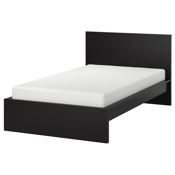 MALM Bed frame, high, black-brown/Lönset, 120x200 cm
