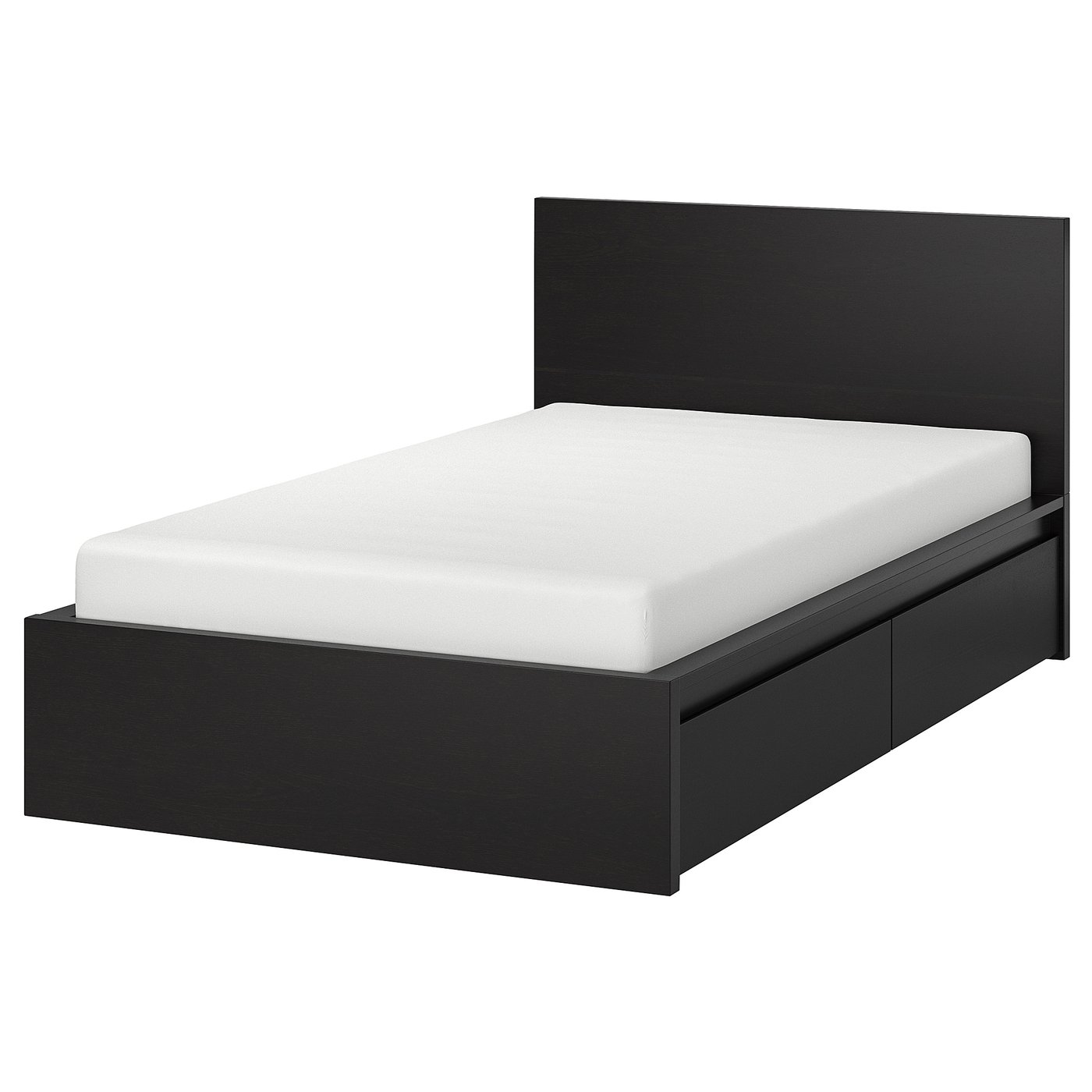 MALM Bed frame, high, w 2 storage boxes, blackbrown, 120x200 cm IKEA