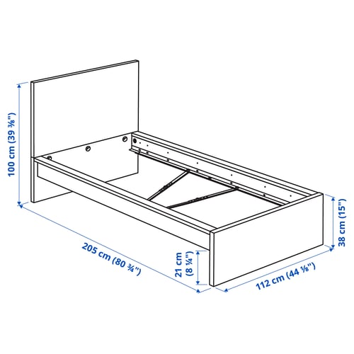 Illustration with measurements for the product: MALM.
