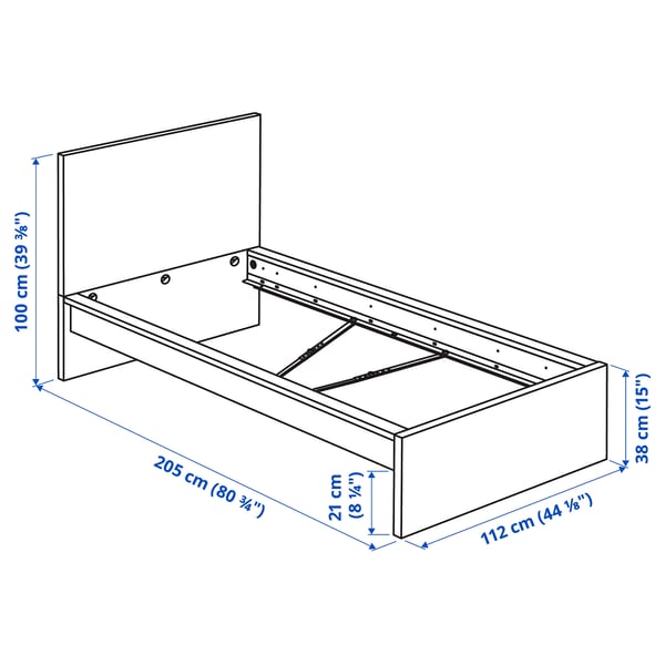 MALM Bed frame, high, white, 97x196 cm