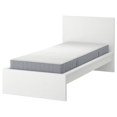 MALM Bed frame with mattress, white/Valevåg super firm, 120x200 cm