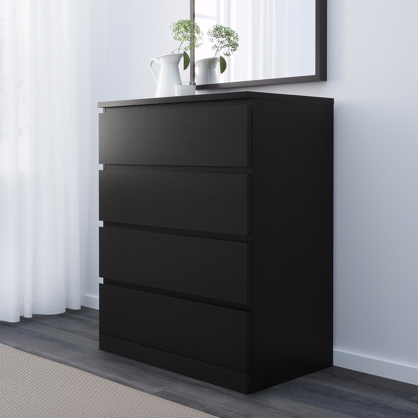 MALM chest of 4 drawers, black-brown, 80x100 cm - IKEA