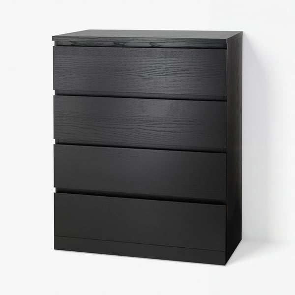 MALM Chest of 4 drawers, black-brown, 80x100 cm