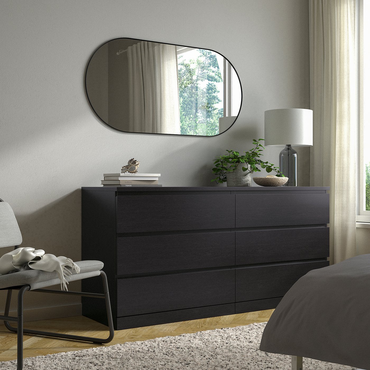 MALM chest of 6 drawers, black-brown, 160x78 cm - IKEA