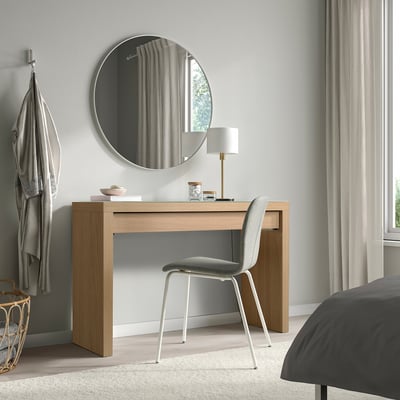 MALM Dressing table, white stained oak effect, 120x41 cm
