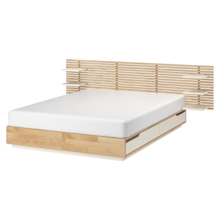 MANDAL bed frame with headboard, birch/white, 160x200 cm IKEA