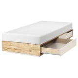 MANDAL Bed frame with storage, birch/white, 90x200 cm