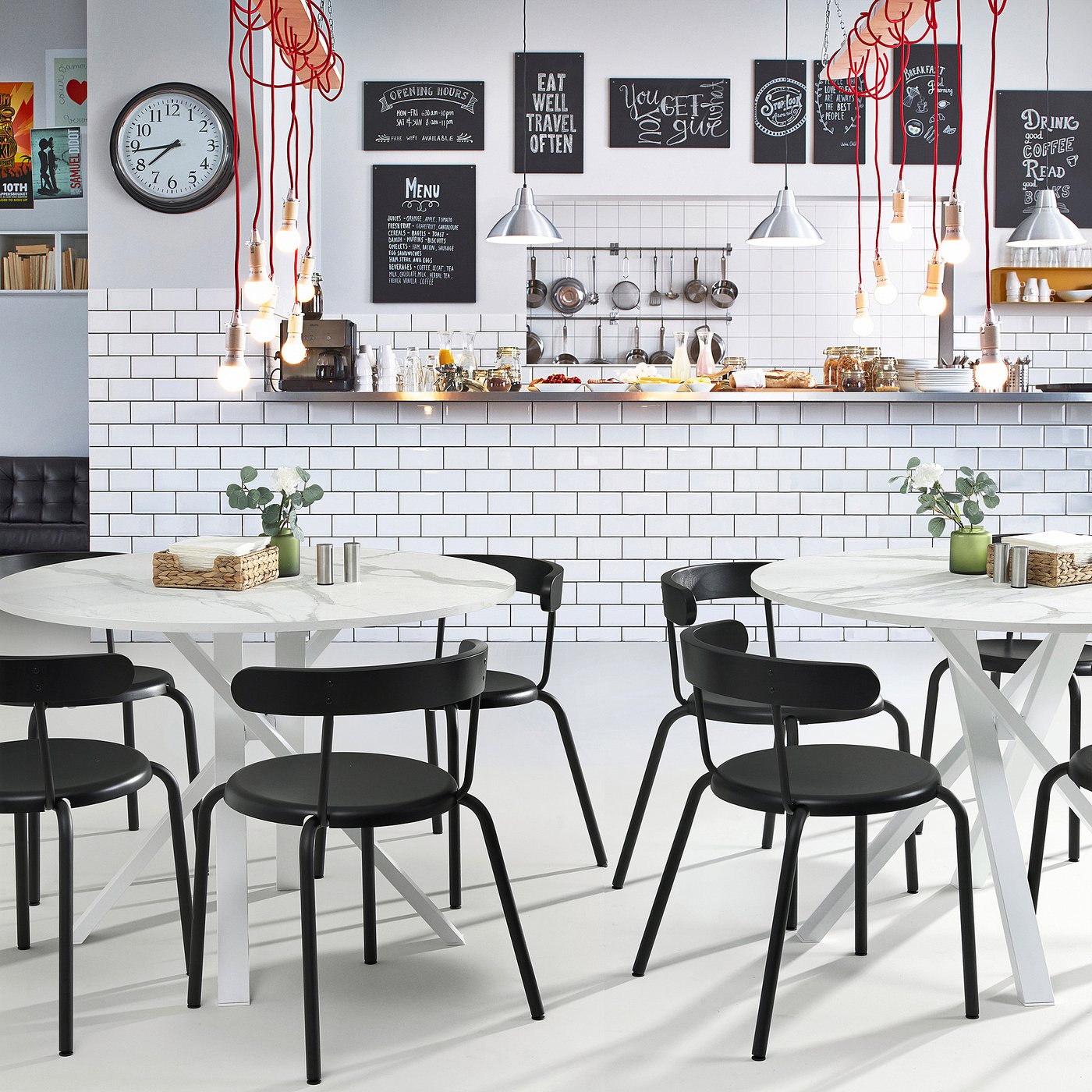 MARIEDAMM table, white marble effect, 105 cm - IKEA