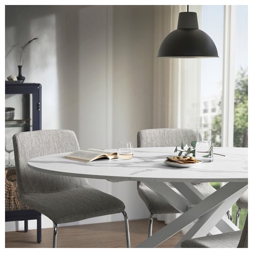 MARIEDAMM table, white marble effect, 180x100 cm - IKEA