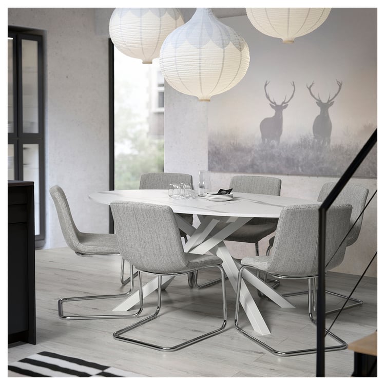 MARIEDAMM table, white marble effect, 180x100 cm - IKEA