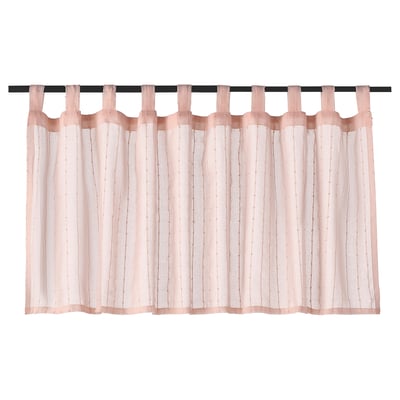 MATILDA pink tab top curtain, 100% recycled polyester, sheer, vertical stripes.