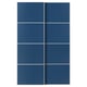 A blue MEHAMN sliding door set, featuring eight rectangular panels made of fibreboard and aluminium frame.
