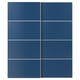 MEHAMN blue sliding doors. Flat, rectangular shape, modern design. Made from fibreboard and aluminium.