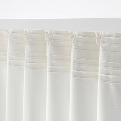 MERETE Room darkening curtains, 1 pair, white/with heading tape, 145x250 cm