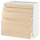 METOD Base cab 4 frnts/4 drawers, white Maximera/Askersund light ash effect, 80x41x80 cm