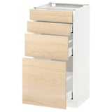 METOD Base cab 4 frnts/4 drawers, white Maximera/Askersund light ash effect, 40x41x80 cm