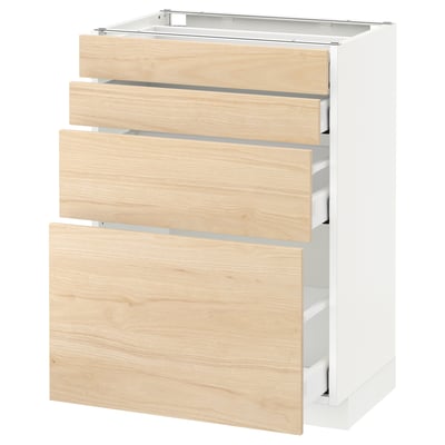 METOD Base cab 4 frnts/4 drawers, white Maximera/Askersund light ash effect, 60x41x80 cm